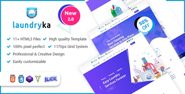 Laundryka – Dry Cleaning Services HTML5 Template v-2