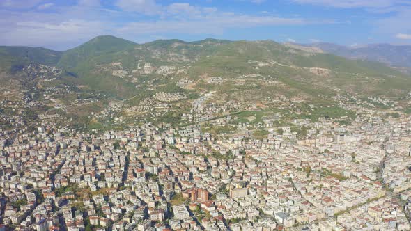View of Mountain and Rooftops of Alanya City Turkey alt