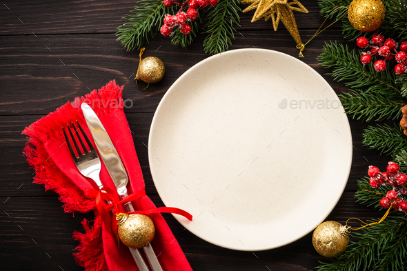 Christmas holiday decorations at white background. Stock Photo by Nadianb