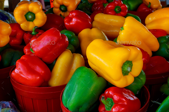 Market with vegetable market pepper - Stock Photo - Images