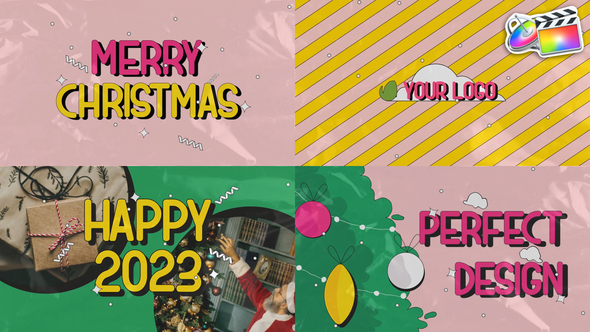 Merry Christmas Colorful Greeting Scenes for FCPX