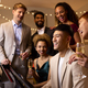Group Of Friends Around Piano Celebrating At Christmas Or New Year Party Together - PhotoDune Item for Sale