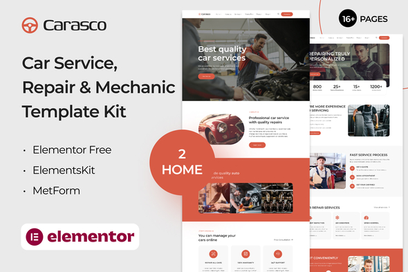 Carasco - Car Service, Repair & Mechanic Elementor Template Kit