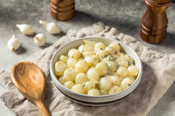 Homemade Creamy Creamed Pearl Onions - Stock Photo - Images
