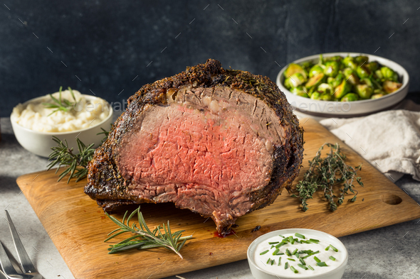 Homemade Standing Prime Rib Beef Roast - Stock Photo - Images