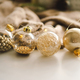 Christmas golden balls and decorations. Christmas holiday celebration. - PhotoDune Item for Sale