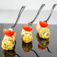 close up view of delicious appetizers on shiny plate with tomatoes and stuffed eggplants - PhotoDune Item for Sale