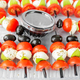 close-up of a delicious snack with tomatoes, mozzarella cheese and olives. Pesto sauce. - PhotoDune Item for Sale