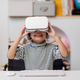 Asian little girl with virtual reality headset. Innovation technology and education concept - PhotoDune Item for Sale