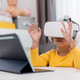 Asian Child with Virtual Reality, VR, Kid Exploring Digital Virtual World with VR Goggles. - PhotoDune Item for Sale
