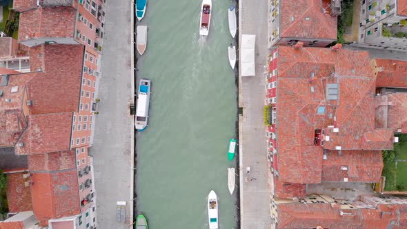 Venice Italy View From the Top of the Canal and the Old Tiled Roofs of Houses alt