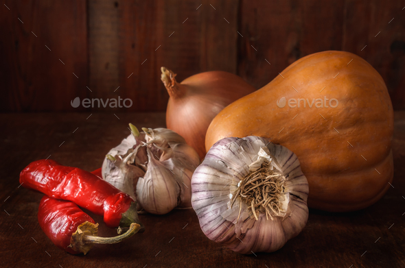 garlic and other vegetables - Stock Photo - Images