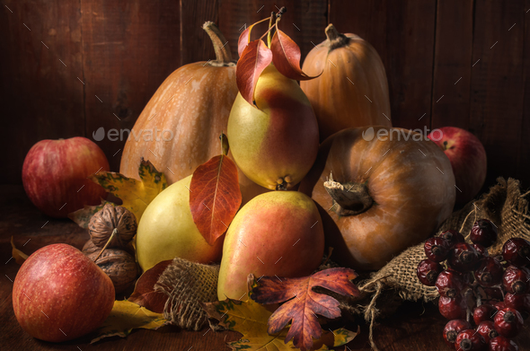 pumpkin and fruits in bulk - Stock Photo - Images