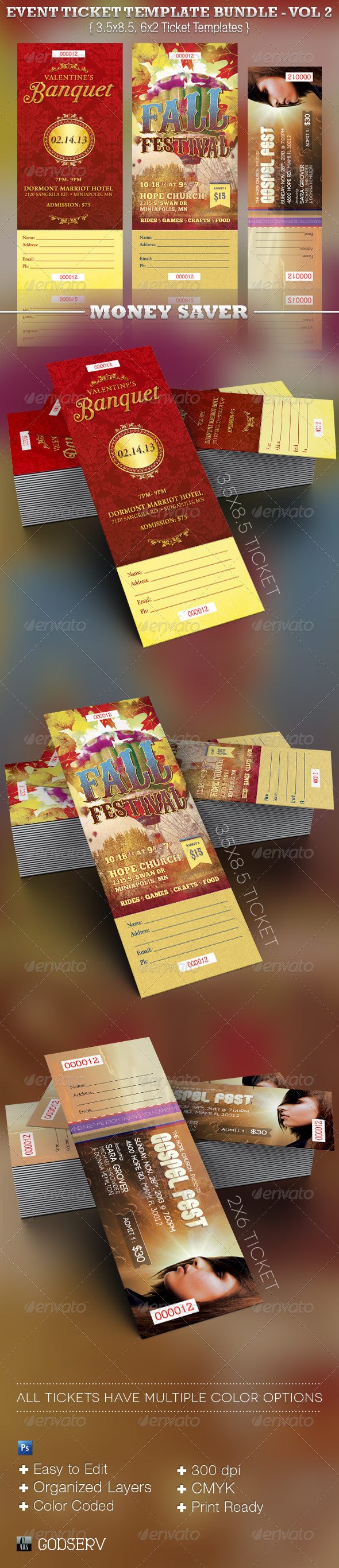 Event Ticket Template Bundle Volume 2 - Miscellaneous Print Templates