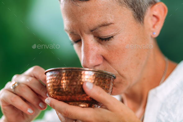 Mindful Tea Drinking Ceremony - Stock Photo - Images