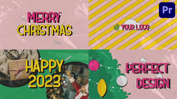 Merry Christmas Colorful Greeting Scenes for Premiere Pro