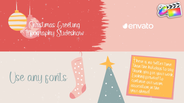 Christmas Greeting Typography Slideshow for FCPX