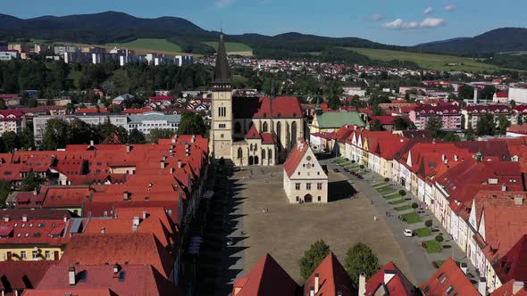 Aerial view of the beautiful city of Bardejov in Slovakia alt