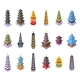 Pagoda Icons Set Isometric Vector