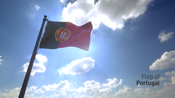 Portugal Flag on a Flagpole V4 alt