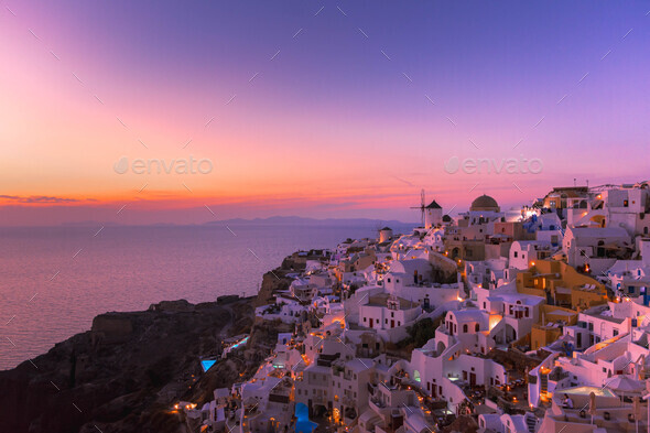 Oia, Santorini sunset Stock Photo by carlo_vstek | PhotoDune