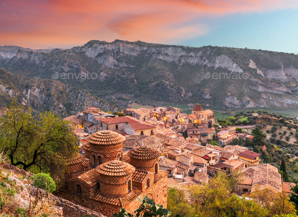 Stilo, Italy with the Byzantine Church - Stock Photo - Images
