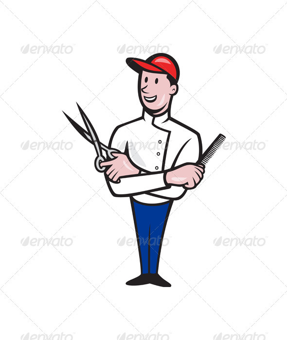 Barber Comb and Scissors Cartoon - People Characters