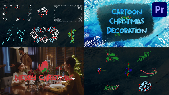 Cartoon Christmas Decoration Effects | Premiere Pro MOGRT