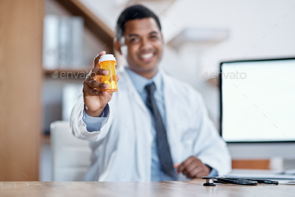 Take these and your symptoms will be eased - Stock Photo - Images