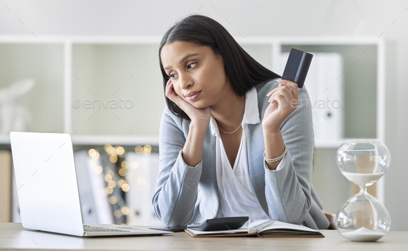 Debt, bad credit card declined and stress about money, cash and finance from inflation, poor econom - Stock Photo - Images
