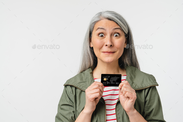 Closeup cropped dreamy thoughtful caucasian mature middle-aged  - Stock Photo - Images