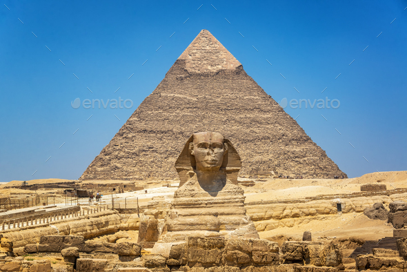 Great Sphinx and Pyramid - Stock Photo - Images