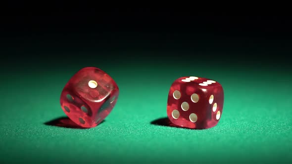 Dice Game in Slow Motion, Player Winning the Super Prize. Addiction to Gambling alt