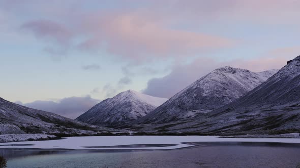 Beautiful Mountain Landscape. Reflection in a Clear Lake. Time Lapse alt