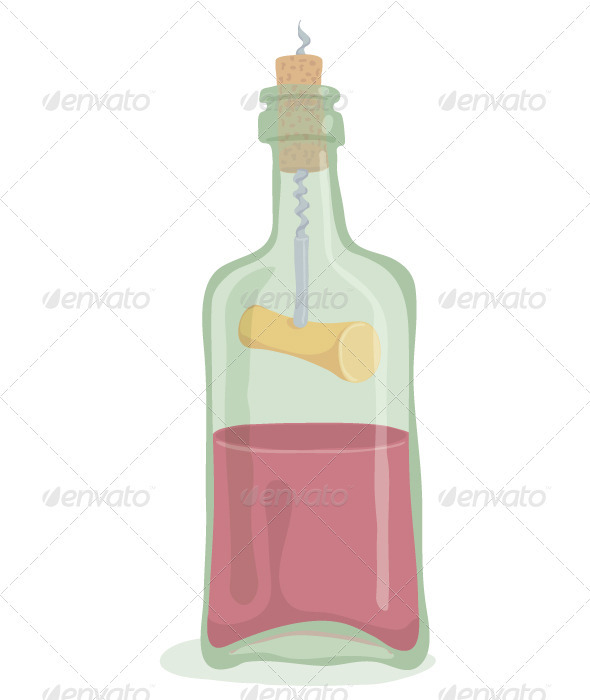 Half Bottle of Wine - Food Objects