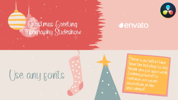 Christmas Greeting Typography Slideshow for DaVinci Resolve