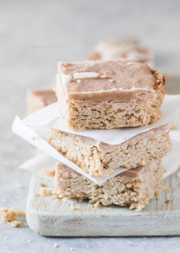 Healthy protein granola flapjack snack bars. Snack for yoga, fitness and sports people,