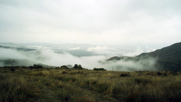 Fog Landscape Climbs Mountain