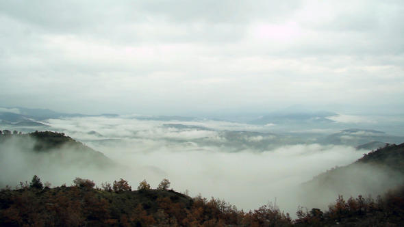 Fog Landscape Climbs Mountain 2