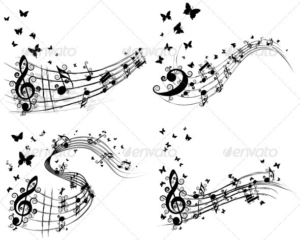 Set of Musical Backgrounds - Decorative Symbols Decorative