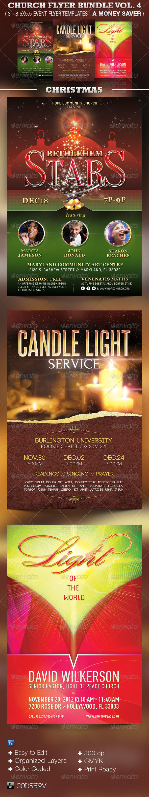 Christmas Church Flyer Template Bundle Vol 4 - Church Flyers
