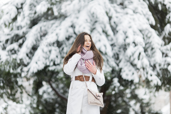 Young woman at winter - Stock Photo - Images