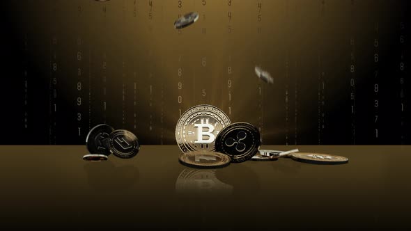 Set 2-2 BITCOIN Cryptocurrency Background with Digits 4K