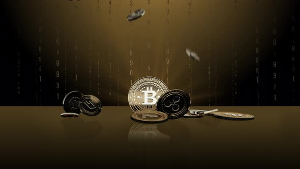 Set 2-2 BITCOIN Cryptocurrency Background with Digits 4K alt