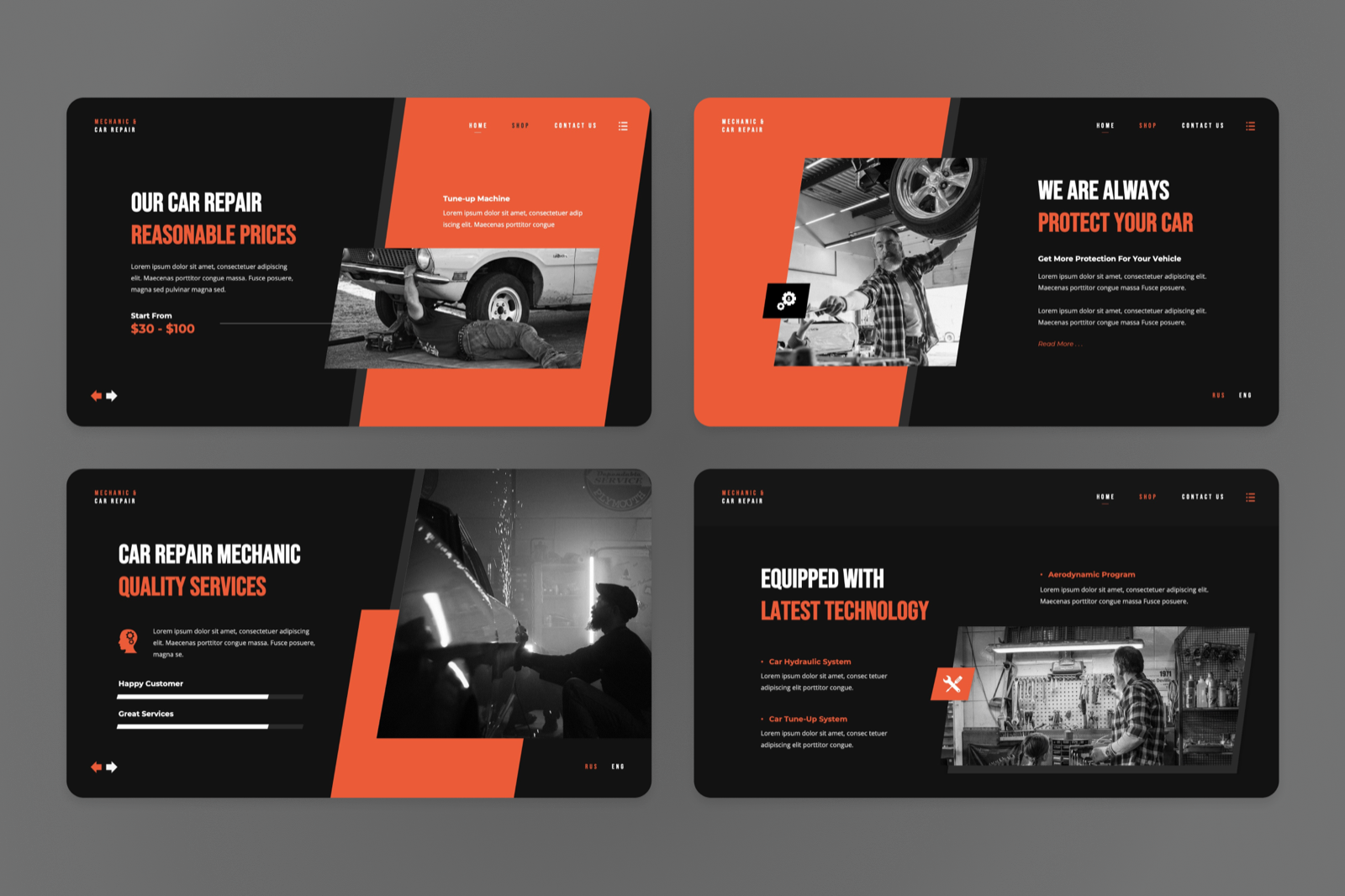 Ostero - Mechanic Car Repair Google Slide Template, Presentation Templates