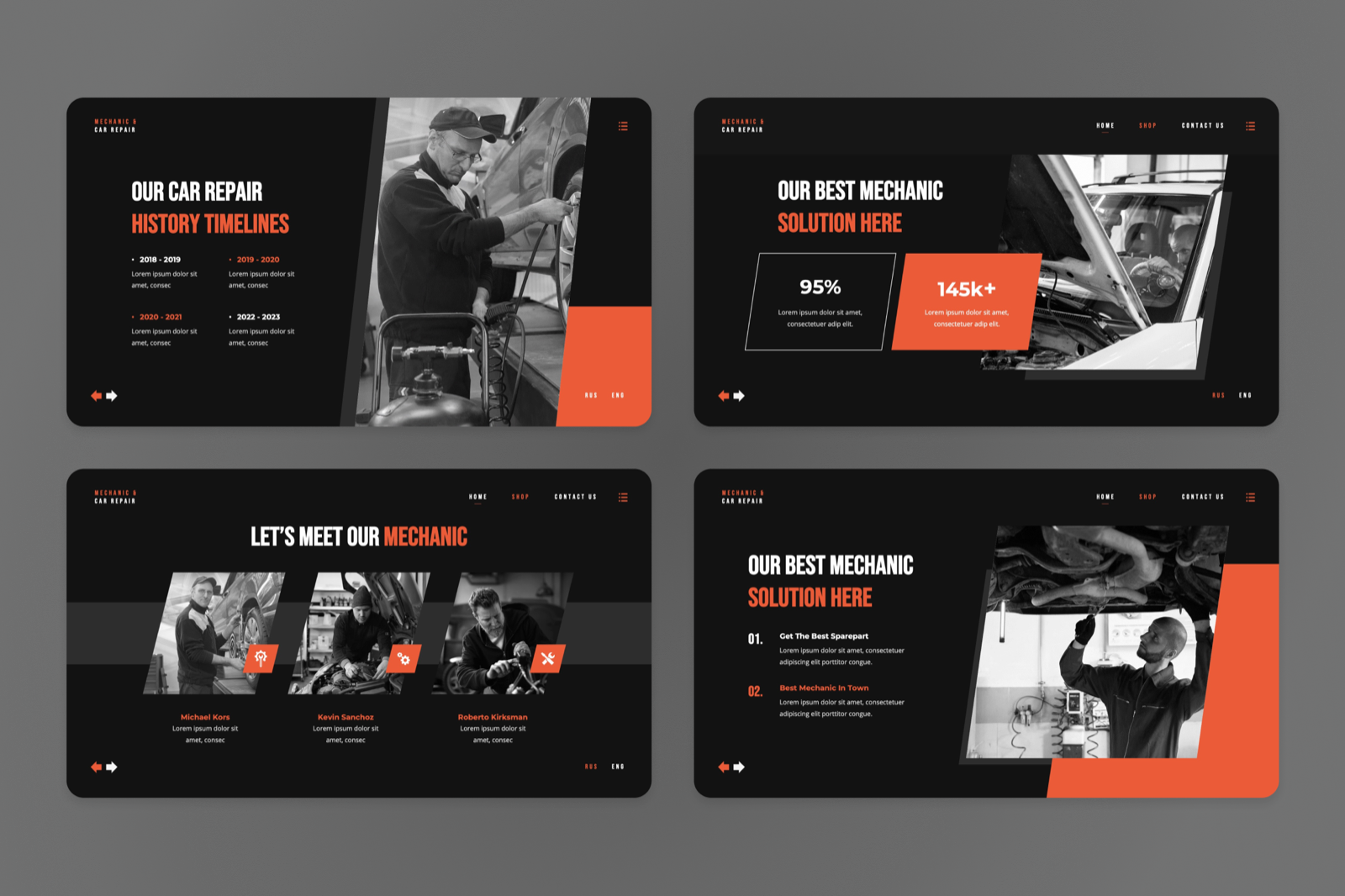 Ostero - Mechanic Car Repair Powerpoint Template, Presentation Templates