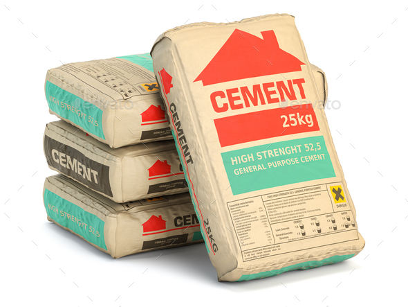 Cement bags o sacks isolated on white. - Stock Photo - Images