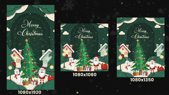 Merry Christmas Intro 3 in 1 Video Displays template preview