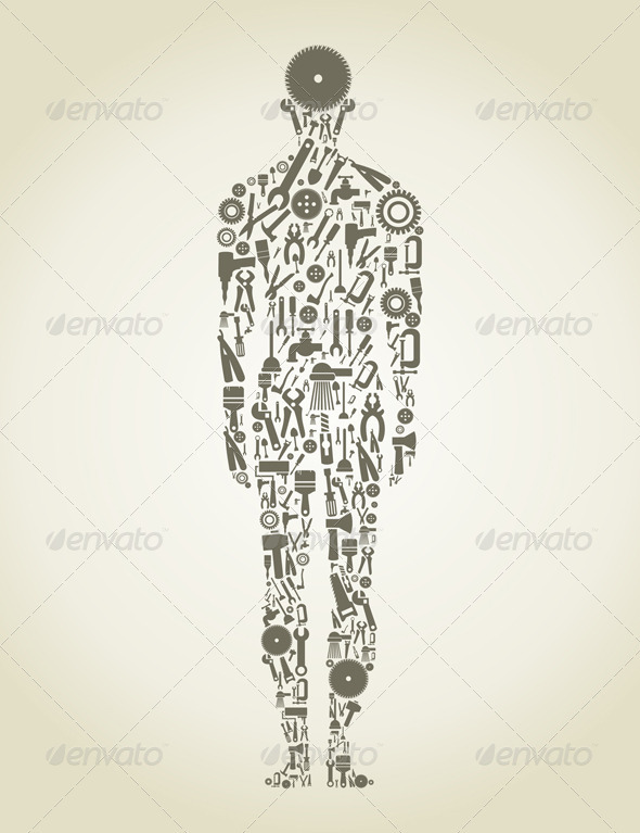 Person made of Tools - People Characters