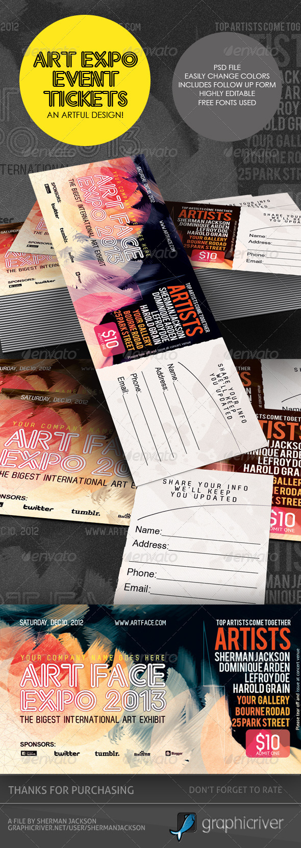 Art Expo Art Show Event Tickets & Passes Template - Miscellaneous Print Templates